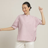 Cliff & Coast Set Of 2 - Kimono Sleeves Top & Pants - Pastel Pink & Ecru